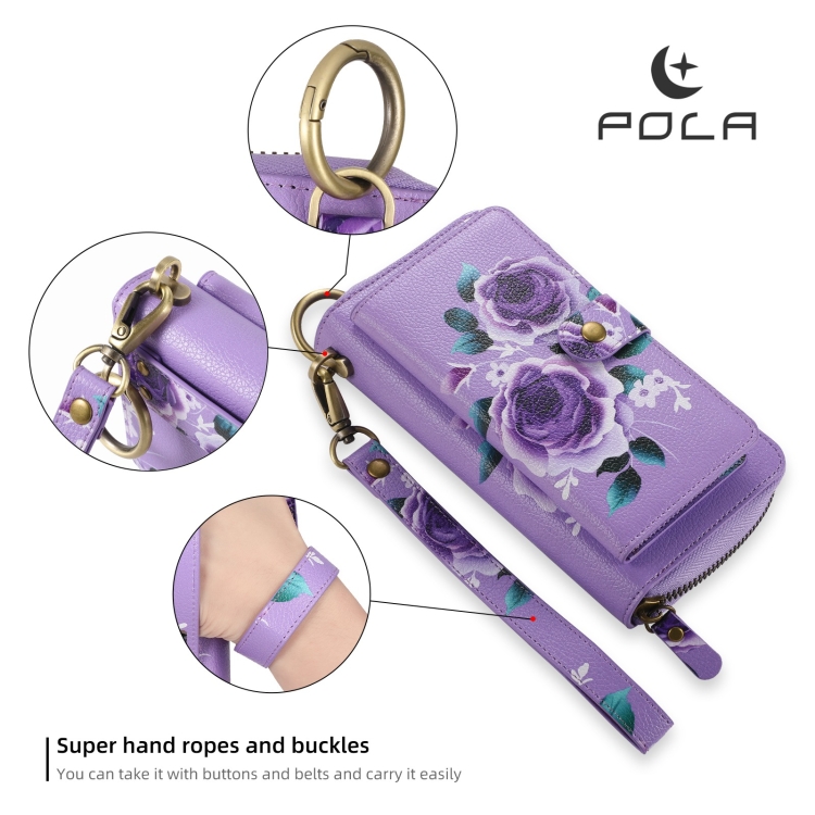 For Samsung Galaxy S23 5G POLA Flower Multi-functional Zipper Wallet Leather Phone Case(Purple) For Samsung Galaxy S23 5G POLA Flower Multi-functional Zipper Wallet Leather Phone Case(Purple)