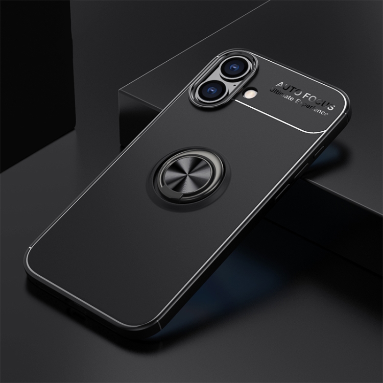 For iPhone 16 Metal Ring Holder TPU Phone Case(Black) For iPhone 16 Metal Ring Holder TPU Phone Case(Black)