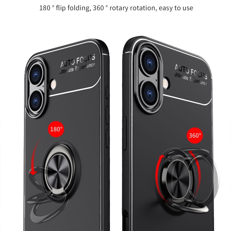 For iPhone 16 Metal Ring Holder TPU Phone Case(Black) For iPhone 16 Metal Ring Holder TPU Phone Case(Black)