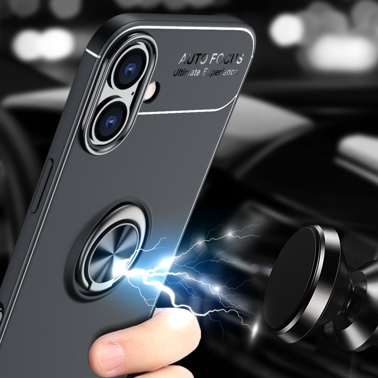 For iPhone 16 Metal Ring Holder TPU Phone Case(Black) For iPhone 16 Metal Ring Holder TPU Phone Case(Black)