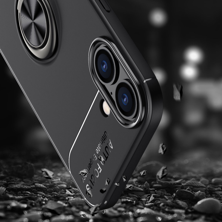 For iPhone 16 Metal Ring Holder TPU Phone Case(Black) For iPhone 16 Metal Ring Holder TPU Phone Case(Black)