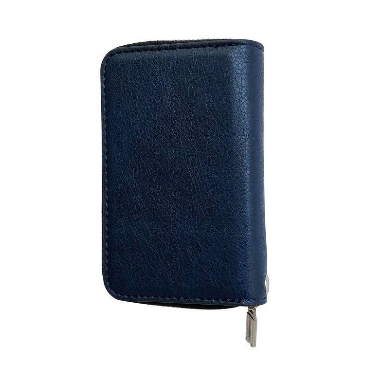 Solid Color 11-cards Zipper Card Bag(Blue)