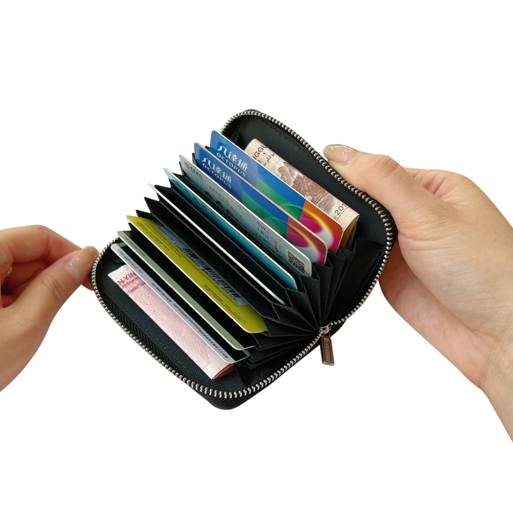 Solid Color 11-cards Zipper Card Bag(Blue)