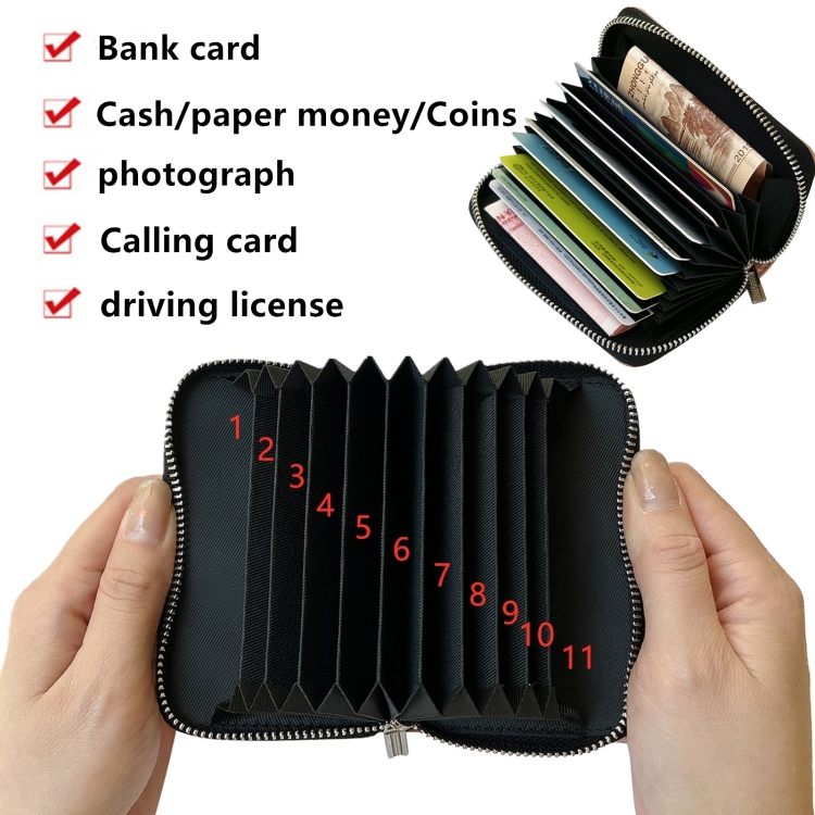 Solid Color 11-cards Zipper Card Bag(Blue)