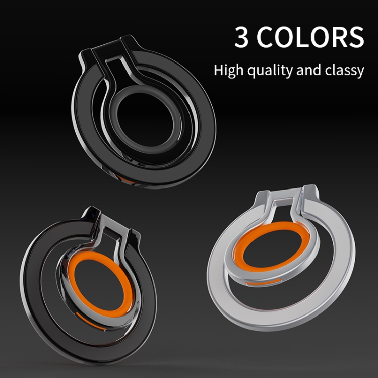360 Rotations MagSafe Magnetic Finger Ring with Phone Holder(Black + Orange) 360 Rotations MagSafe Magnetic Finger Ring with Phone Holder(Black + Orange)