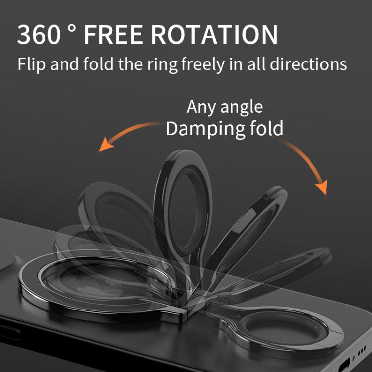 360 Rotations MagSafe Magnetic Finger Ring with Phone Holder(Black + Orange) 360 Rotations MagSafe Magnetic Finger Ring with Phone Holder(Black + Orange)