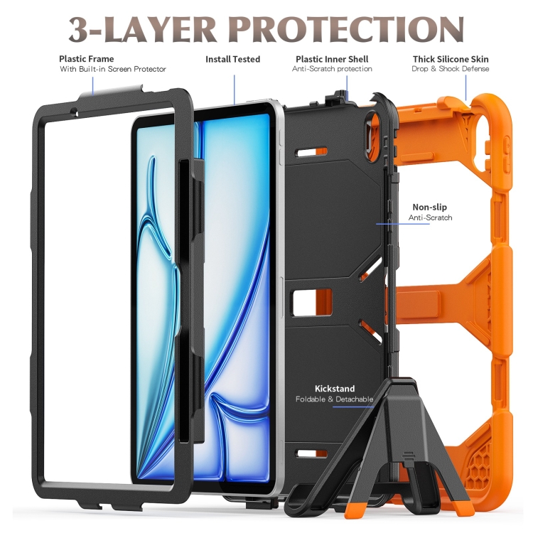 For iPad Air 11 2024 Colorful Silicone Heavy Duty Hybrid PC Tablet Case(Orange) For iPad Air 11 2024 Colorful Silicone Heavy Duty Hybrid PC Tablet Case(Orange)