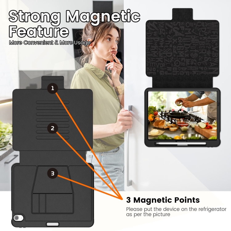 For iPad Air 11 2024 Smart B Magnetic Holder Leather Tablet Case(Black) For iPad Air 11 2024 Smart B Magnetic Holder Leather Tablet Case(Black)