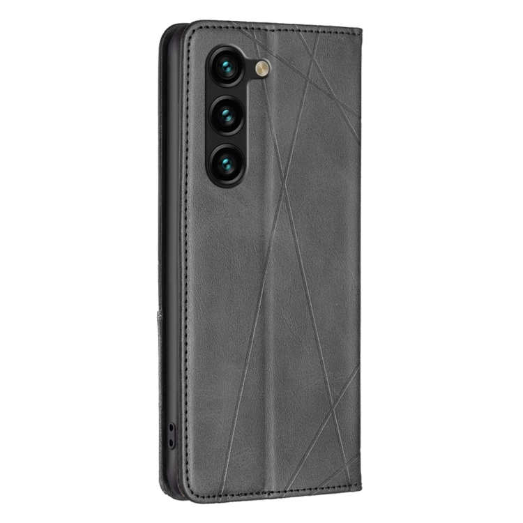 For Samsung Galaxy S25+ 5G Rhombus Texture Magnetic Leather Phone Case(Black) For Samsung Galaxy S25+ 5G Rhombus Texture Magnetic Leather Phone Case(Black)