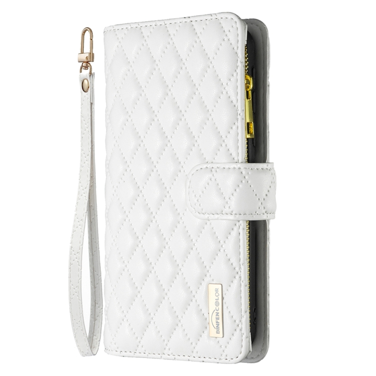 For Samsung Galaxy S24 FE 5G Diamond Lattice Zipper Wallet Leather Flip Phone Case(White) For Samsung Galaxy S24 FE 5G Diamond Lattice Zipper Wallet Leather Flip Phone Case(White)