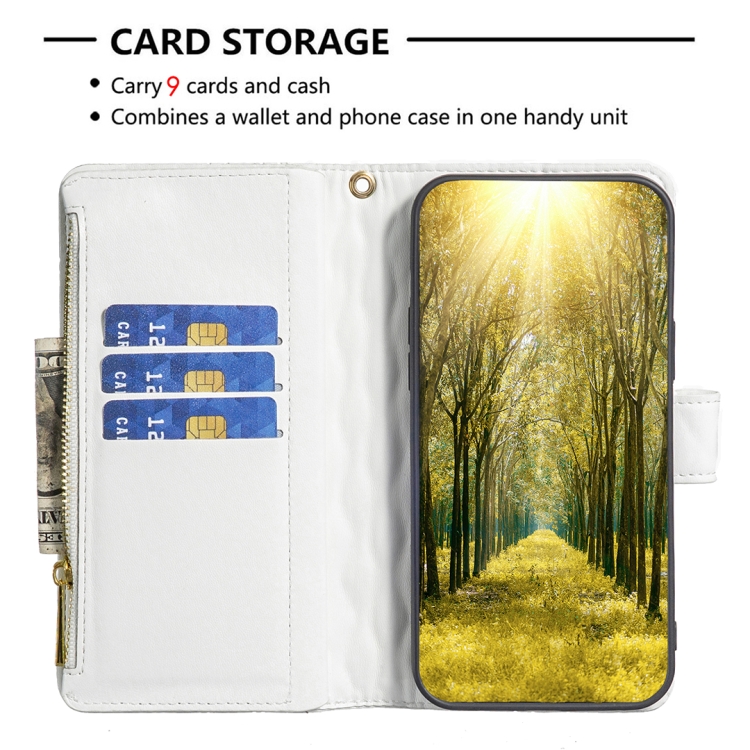 For Samsung Galaxy S24 FE 5G Diamond Lattice Zipper Wallet Leather Flip Phone Case(White) For Samsung Galaxy S24 FE 5G Diamond Lattice Zipper Wallet Leather Flip Phone Case(White)