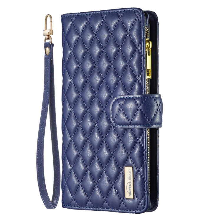 For Samsung Galaxy S25 5G Diamond Lattice Zipper Wallet Leather Flip Phone Case(Blue) For Samsung Galaxy S25 5G Diamond Lattice Zipper Wallet Leather Flip Phone Case(Blue)