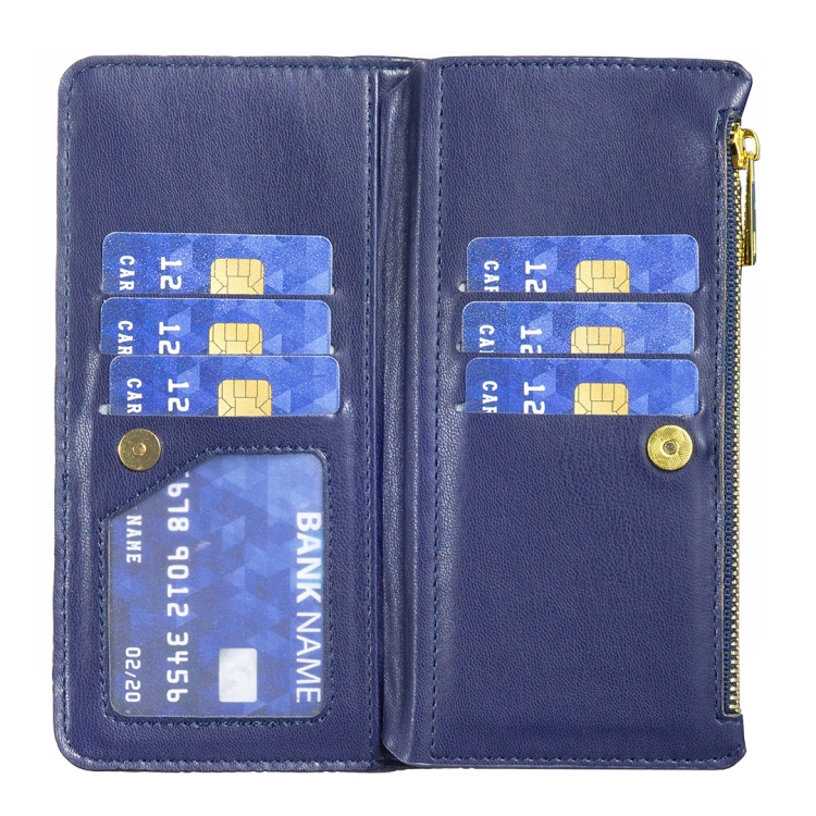 For Samsung Galaxy S25 5G Diamond Lattice Zipper Wallet Leather Flip Phone Case(Blue) For Samsung Galaxy S25 5G Diamond Lattice Zipper Wallet Leather Flip Phone Case(Blue)