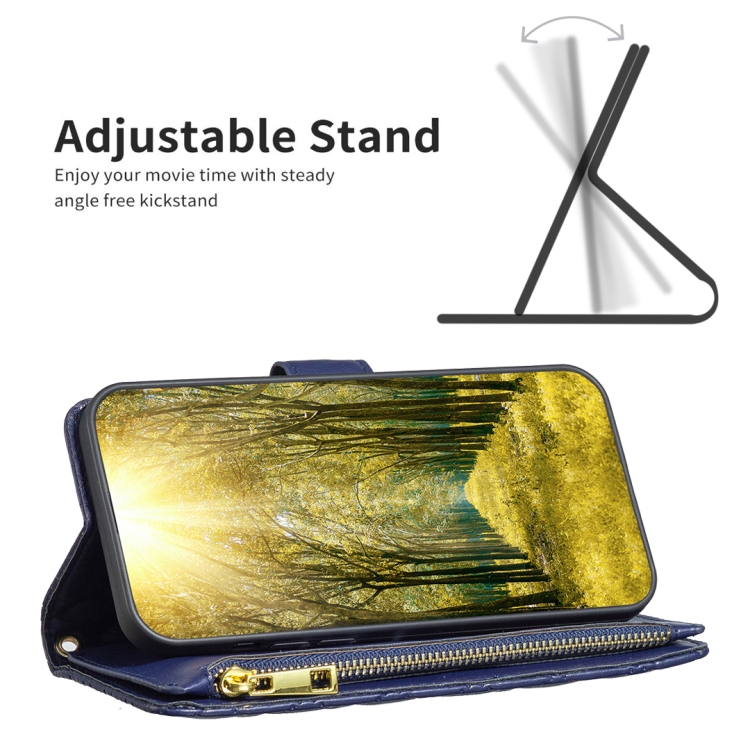 For Samsung Galaxy S25 5G Diamond Lattice Zipper Wallet Leather Flip Phone Case(Blue) For Samsung Galaxy S25 5G Diamond Lattice Zipper Wallet Leather Flip Phone Case(Blue)