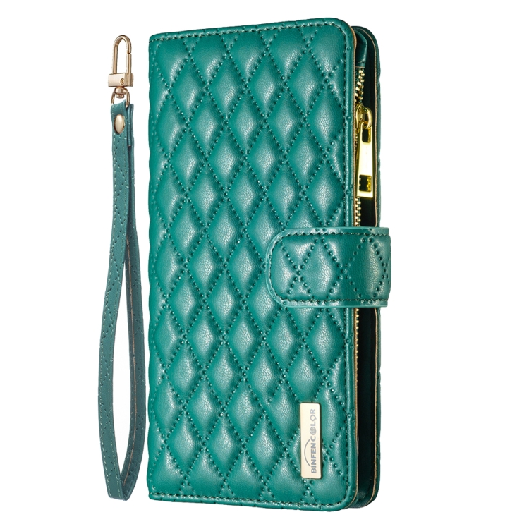 For Samsung Galaxy S25 Ultra 5G Diamond Lattice Zipper Wallet Leather Flip Phone Case(Green) For Samsung Galaxy S25 Ultra 5G Diamond Lattice Zipper Wallet Leather Flip Phone Case(Green)