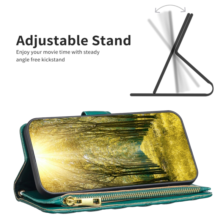 For Samsung Galaxy S25 Ultra 5G Diamond Lattice Zipper Wallet Leather Flip Phone Case(Green) For Samsung Galaxy S25 Ultra 5G Diamond Lattice Zipper Wallet Leather Flip Phone Case(Green)