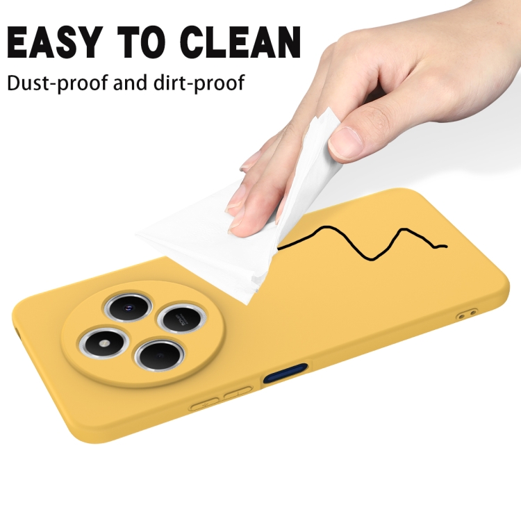 For Redmi 14C 4G / 14R / Poco C75 Solid Color Liquid Silicone Dropproof Full Coverage Phone Case(Yellow)