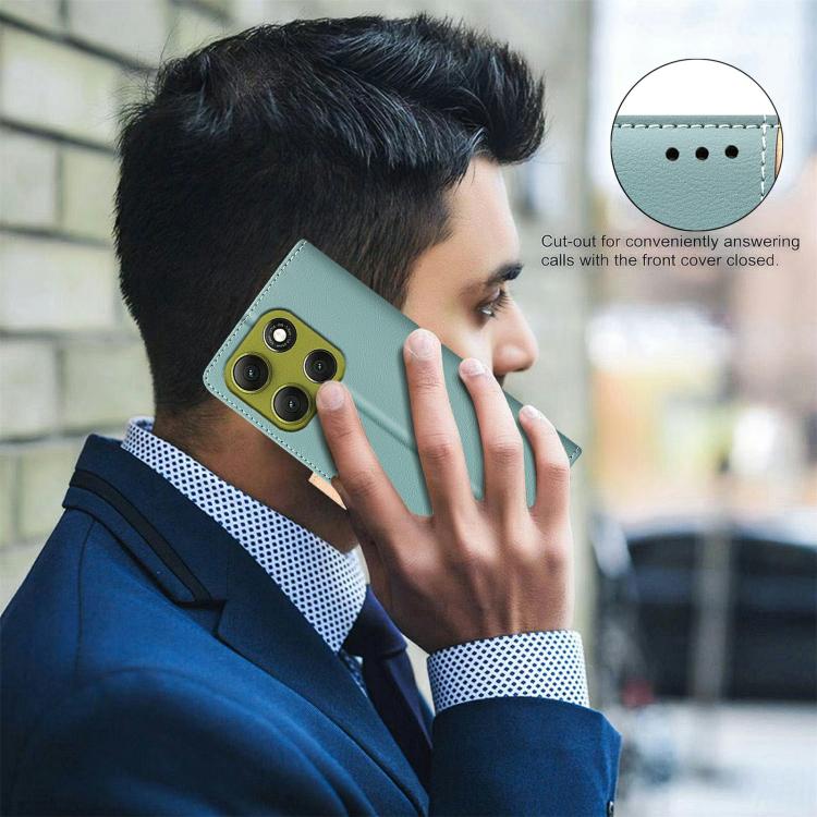 For Motorola Moto G86 5G Color Matching RFID Anti-theft Leather Phone Case(Green)