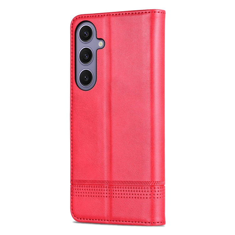 For Samsung Galaxy S25 5G AZNS Magnetic Calf Texture Flip Leather Phone Case(Red) For Samsung Galaxy S25 5G AZNS Magnetic Calf Texture Flip Leather Phone Case(Red)