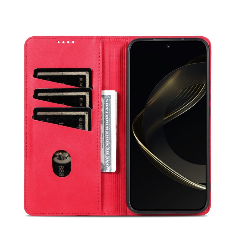 For Samsung Galaxy S25 5G AZNS Magnetic Calf Texture Flip Leather Phone Case(Red) For Samsung Galaxy S25 5G AZNS Magnetic Calf Texture Flip Leather Phone Case(Red)