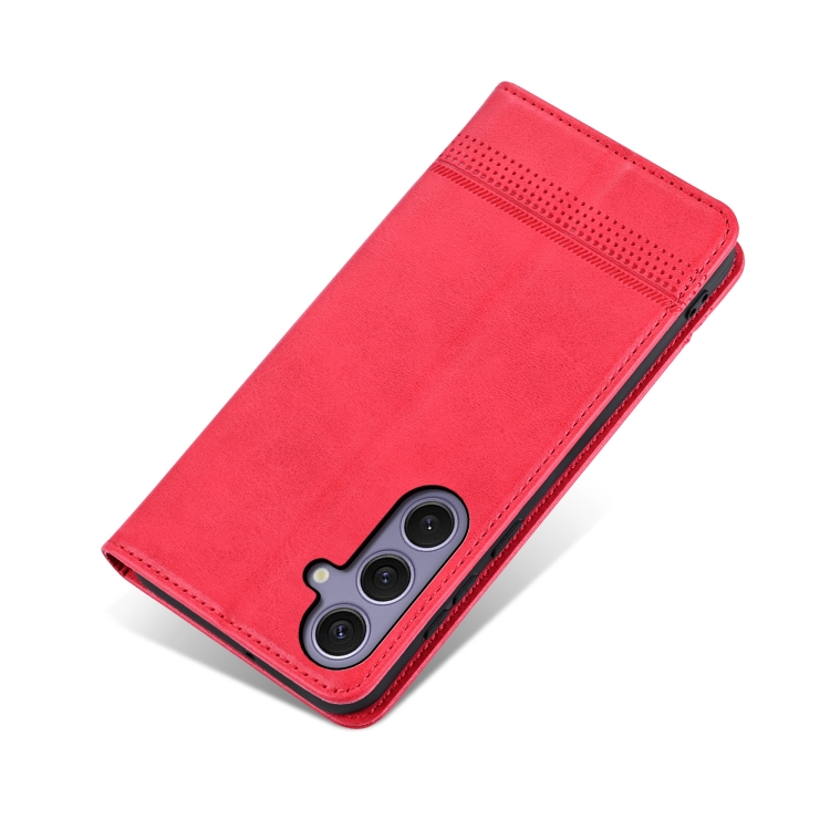 For Samsung Galaxy S25 5G AZNS Magnetic Calf Texture Flip Leather Phone Case(Red) For Samsung Galaxy S25 5G AZNS Magnetic Calf Texture Flip Leather Phone Case(Red)