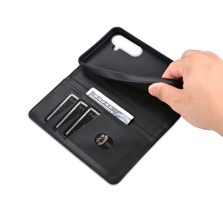For Samsung Galaxy S25+ 5G AZNS Magnetic Calf Texture Flip Leather Phone Case(Black) For Samsung Galaxy S25+ 5G AZNS Magnetic Calf Texture Flip Leather Phone Case(Black)