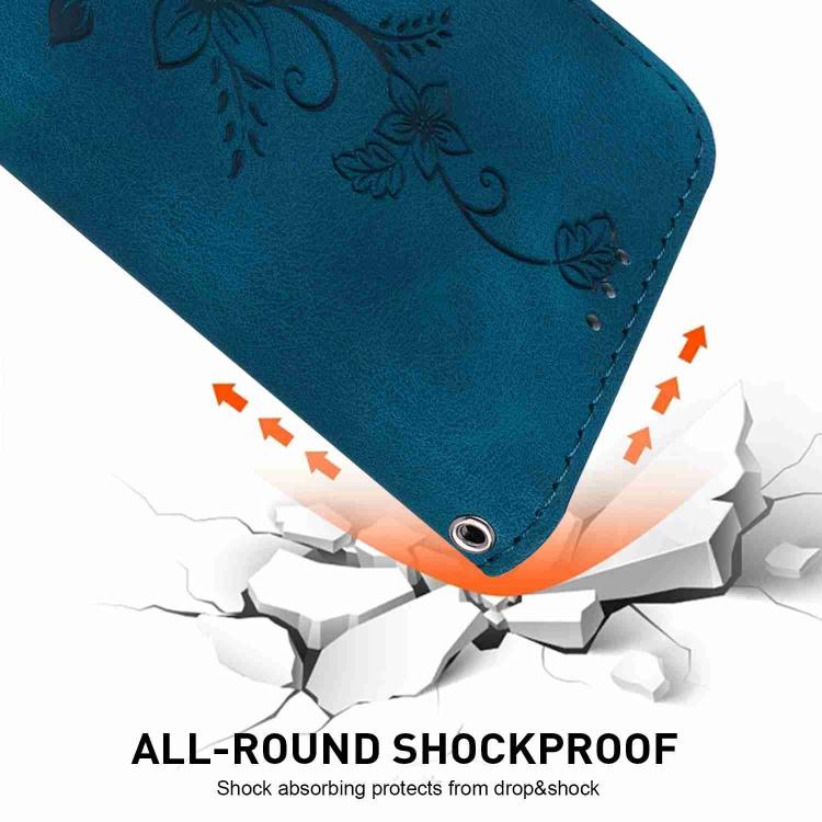 For Redmi A5 4G 171.7mm Lily Embossed Leather Phone Case(Dark Blue)
