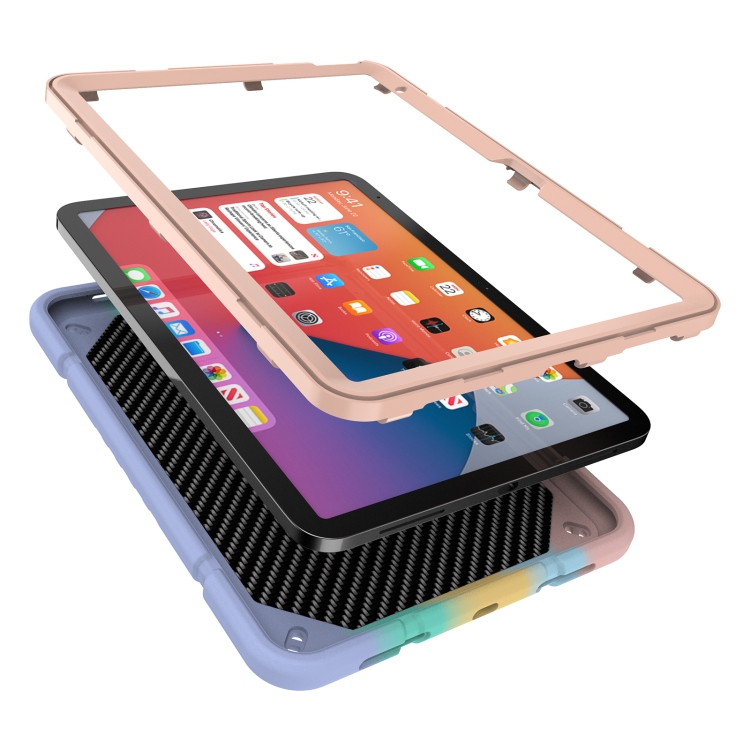 For iPad 10th Gen 10.9 2022 Armor Holder Silicone Hybrid PC Tablet Case(Gradient Color Gold) For iPad 10th Gen 10.9 2022 Armor Holder Silicone Hybrid PC Tablet Case(Gradient Color Gold)