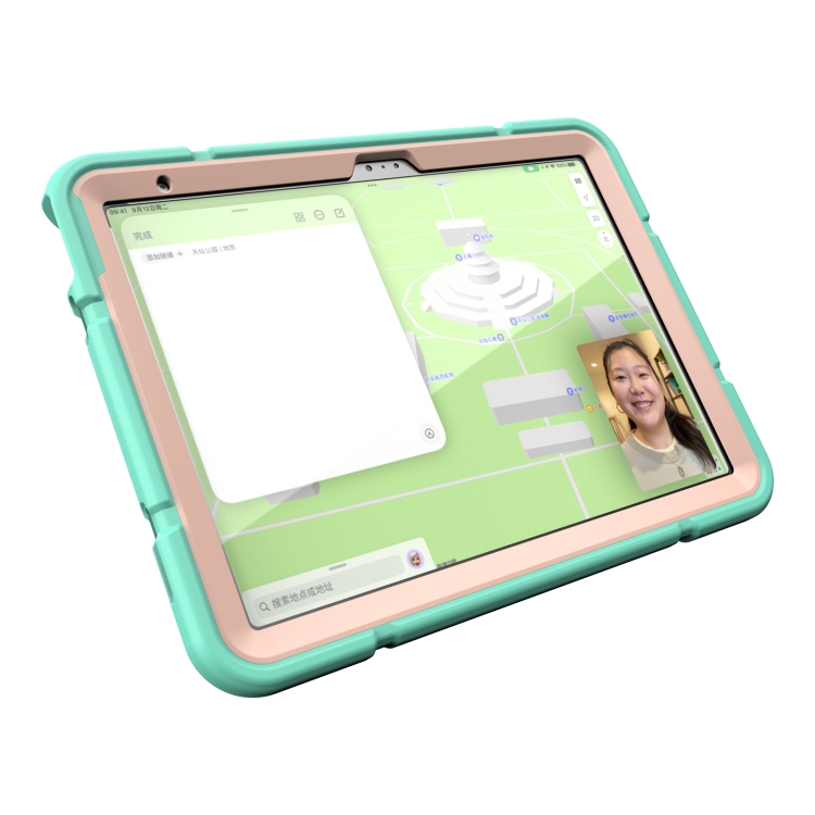 For iPad Air 11 2024 Armor Holder Silicone Hybrid PC Tablet Case(Mint Green Gold) For iPad Air 11 2024 Armor Holder Silicone Hybrid PC Tablet Case(Mint Green Gold)