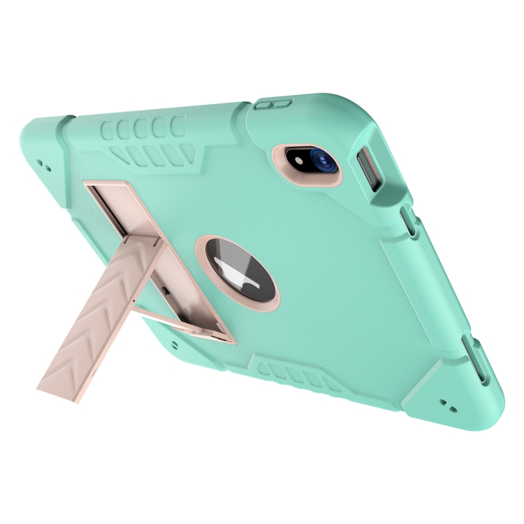 For iPad Air 11 2024 Armor Holder Silicone Hybrid PC Tablet Case(Mint Green Gold) For iPad Air 11 2024 Armor Holder Silicone Hybrid PC Tablet Case(Mint Green Gold)