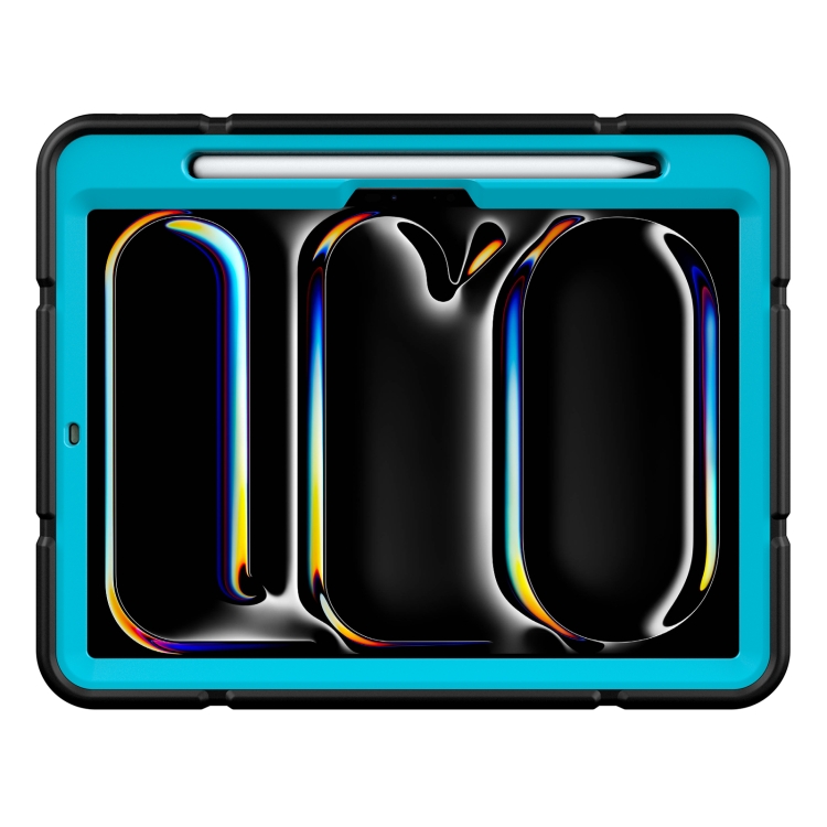 For iPad Pro 11 2024 Armor Holder Silicone Hybrid PC Tablet Case(Black Blue) For iPad Pro 11 2024 Armor Holder Silicone Hybrid PC Tablet Case(Black Blue)