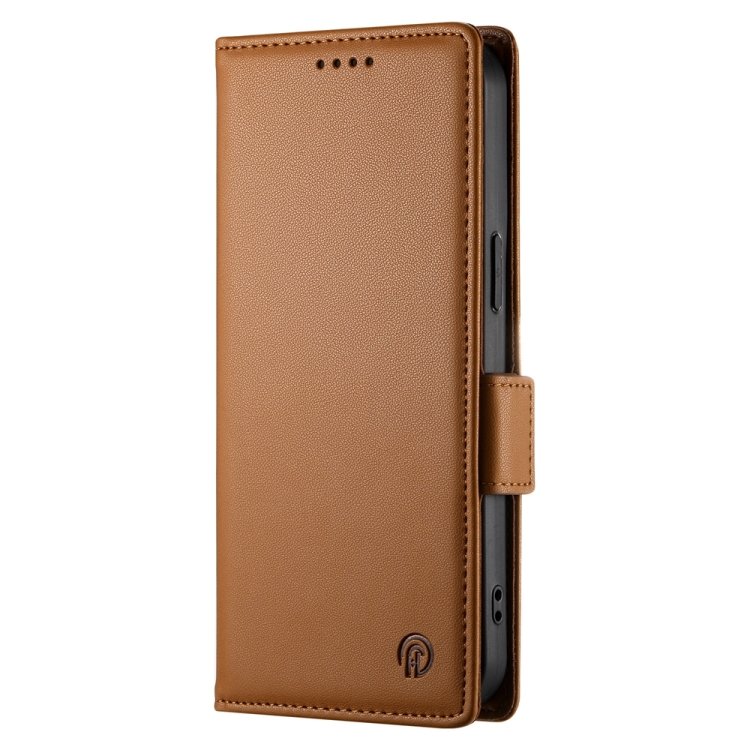 For iPhone 14 Plus Side Buckle Magnetic Frosted Leather Phone Case(Brown) For iPhone 14 Plus Side Buckle Magnetic Frosted Leather Phone Case(Brown)