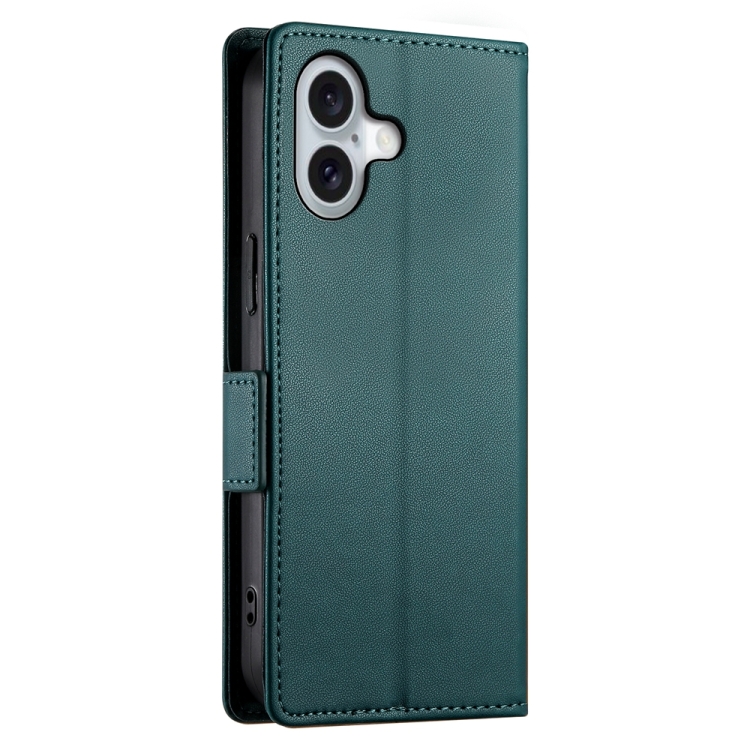 For iPhone 16 Side Buckle Magnetic Frosted Leather Phone Case(Dark Green) For iPhone 16 Side Buckle Magnetic Frosted Leather Phone Case(Dark Green)
