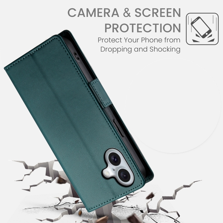 For iPhone 16 Side Buckle Magnetic Frosted Leather Phone Case(Dark Green) For iPhone 16 Side Buckle Magnetic Frosted Leather Phone Case(Dark Green)