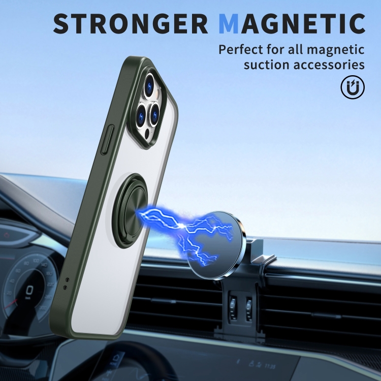 For iPhone 14 Plus Ring Holder PC Hybrid TPU Phone Case(Green) For iPhone 14 Plus Ring Holder PC Hybrid TPU Phone Case(Green)