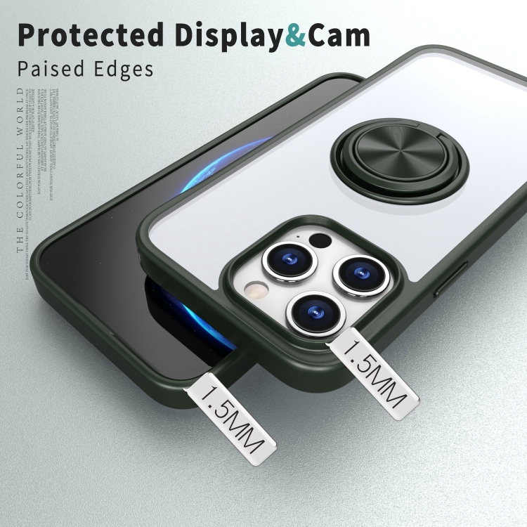 For iPhone 14 Plus Ring Holder PC Hybrid TPU Phone Case(Green) For iPhone 14 Plus Ring Holder PC Hybrid TPU Phone Case(Green)