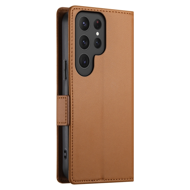 For Samsung Galaxy S23 Ultra 5G Side Buckle Magnetic Frosted Leather Phone Case(Brown) For Samsung Galaxy S23 Ultra 5G Side Buckle Magnetic Frosted Leather Phone Case(Brown)