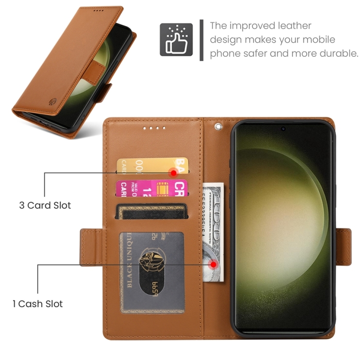 For Samsung Galaxy S23 Ultra 5G Side Buckle Magnetic Frosted Leather Phone Case(Brown) For Samsung Galaxy S23 Ultra 5G Side Buckle Magnetic Frosted Leather Phone Case(Brown)