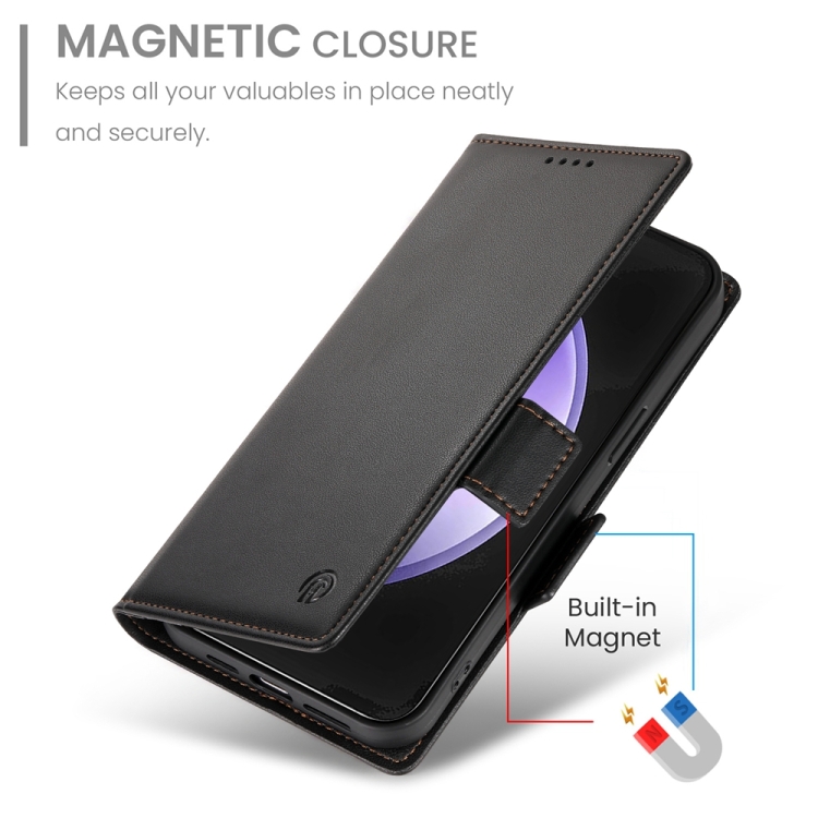For Samsung Galaxy S23 FE 5G Side Buckle Magnetic Frosted Leather Phone Case(Black) For Samsung Galaxy S23 FE 5G Side Buckle Magnetic Frosted Leather Phone Case(Black)