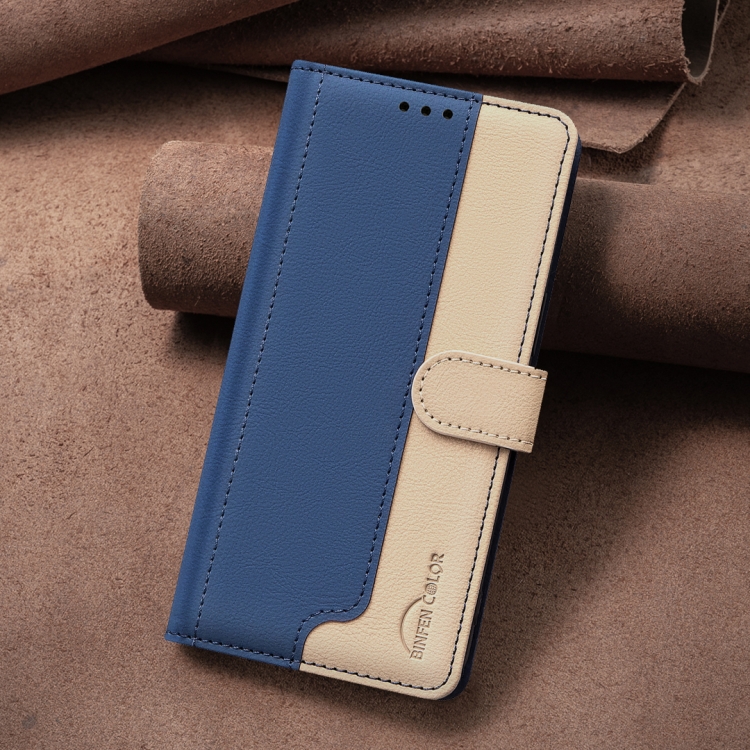 For iPhone 15 Plus / 14 Plus Color Matching RFID Anti-theft Leather Phone Case(Blue)