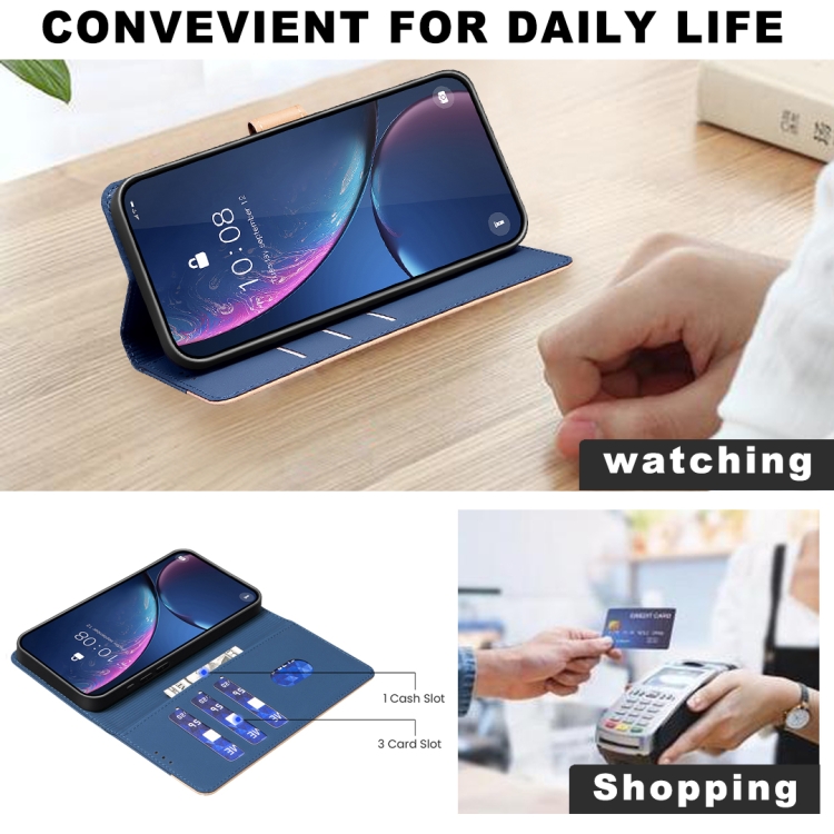 For iPhone 15 Plus / 14 Plus Color Matching RFID Anti-theft Leather Phone Case(Blue)