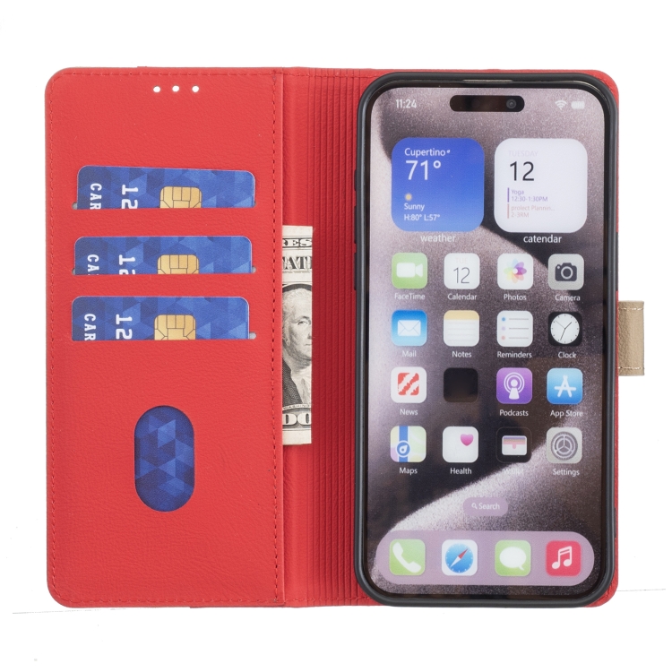 For iPhone 16 Plus Color Matching RFID Anti-theft Leather Phone Case(Red)