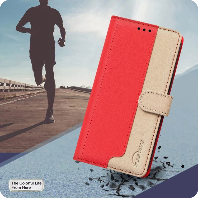 For iPhone 16 Plus Color Matching RFID Anti-theft Leather Phone Case(Red)