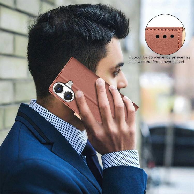 For iPhone 17 Color Matching RFID Anti-theft Leather Phone Case(Brown)