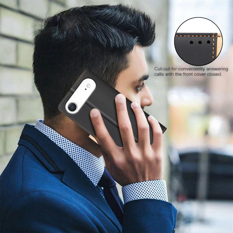 For iPhone 17 Air Color Matching RFID Anti-theft Leather Phone Case(Black)