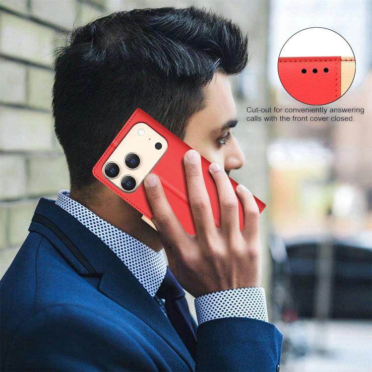For iPhone 17 Pro Color Matching RFID Anti-theft Leather Phone Case(Red)