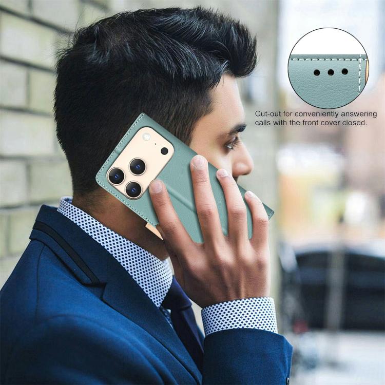 For iPhone 17 Pro Max Color Matching RFID Anti-theft Leather Phone Case(Green)