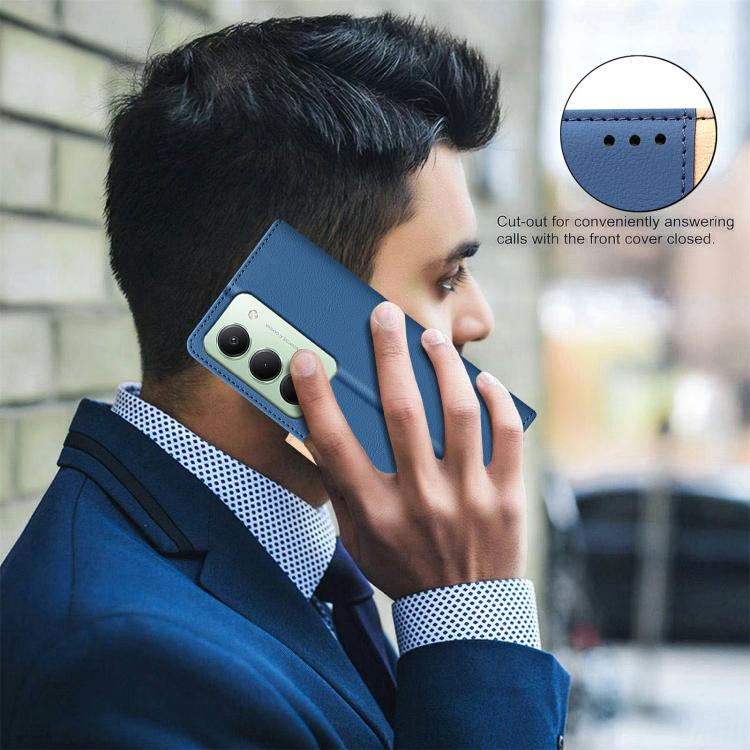 For Redmi 15 5G Global / 15 4G SEA 169.5mm Color Matching RFID Anti-theft Leather Phone Case(Blue)