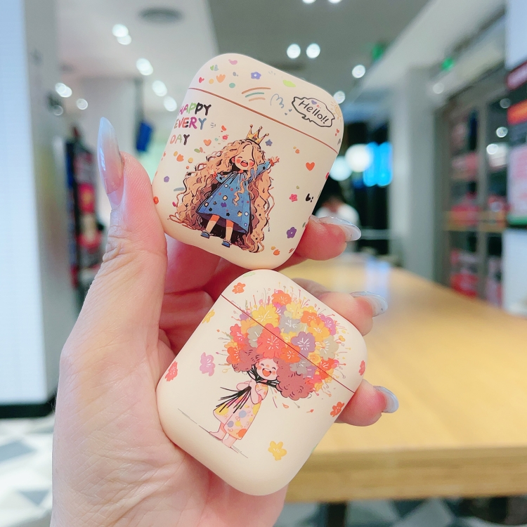 For AirPods Pro 2 Girl Pattern Earbuds Box Frosted TPU Case(Flower) For AirPods Pro 2 Girl Pattern Earbuds Box Frosted TPU Case(Flower)