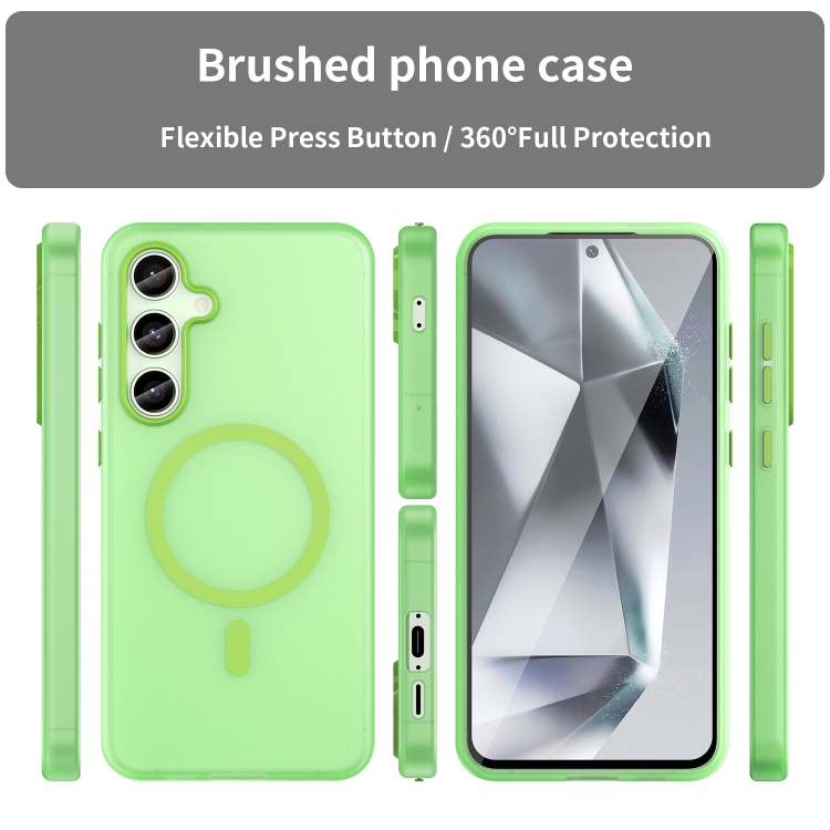 For Samsung Galaxy S24 FE 5G MagSafe Frosted Translucent TPU + PC Full Coverage Phone Case(Green) For Samsung Galaxy S24 FE 5G MagSafe Frosted Translucent TPU + PC Full Coverage Phone Case(Green)
